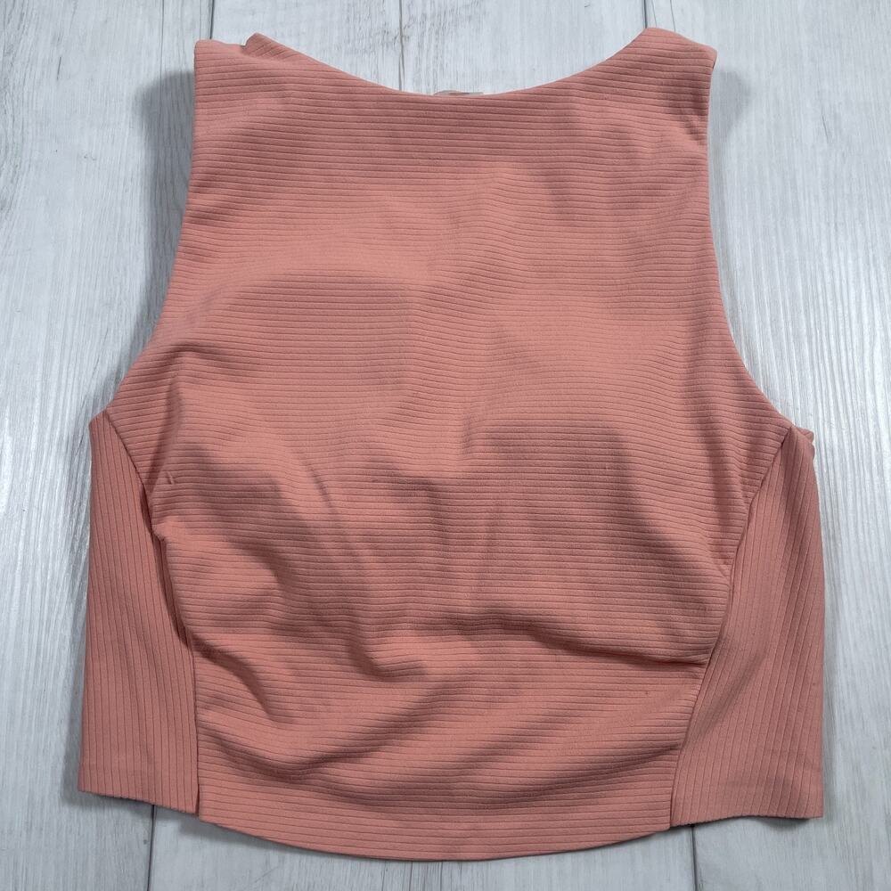 Rhone Sports Bra Women Small Pink Ripple Longline Wirefree Yoga Running
